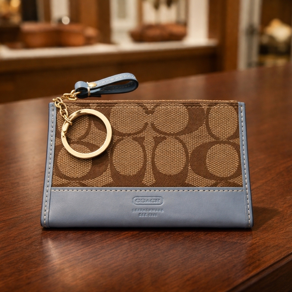Coach Brown and Blue Signature Wallet